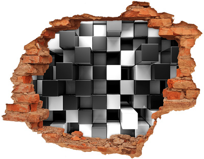 Fali matrica lyuk a falban Fekete-fehér kockák a falban