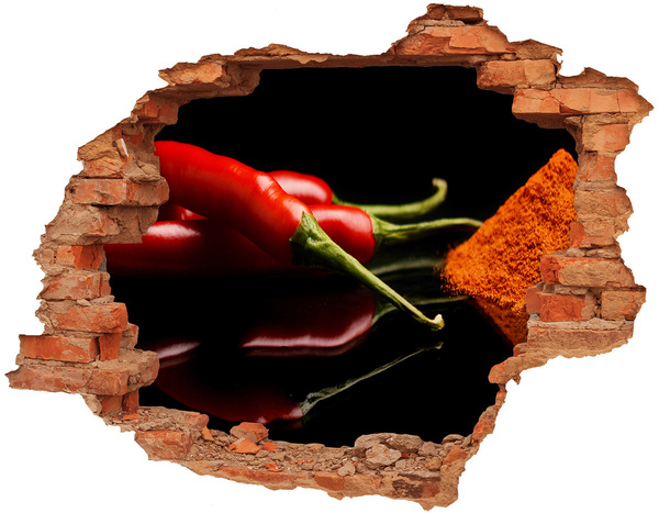 Fali matrica lyuk a falban Chili paprika fekete alapon