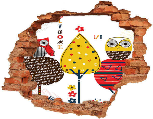 Fali matrica lyuk a falban Színes fák egy lyukban a falban