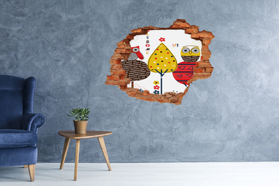 Fali matrica lyuk a falban Színes fák egy lyukban a falban