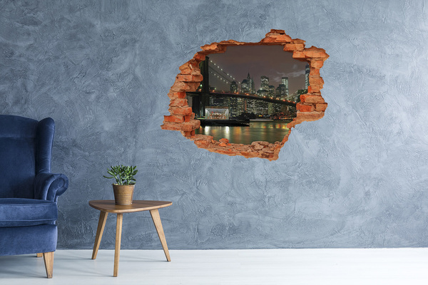 Fali matrica lyuk a falban New York éjszaka egy lyukon keresztül a falon