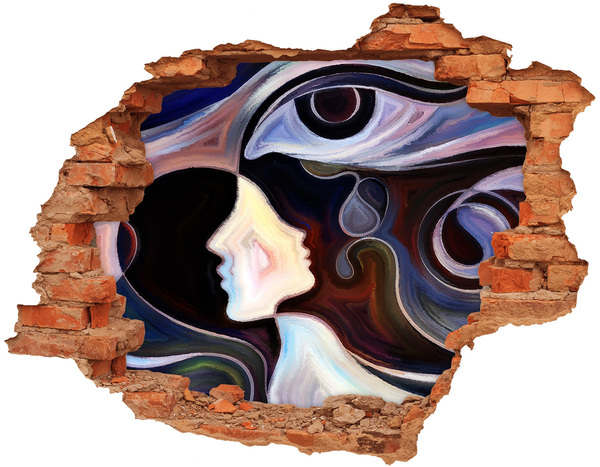 Fali matrica lyuk a falban Arcok a színek káoszában