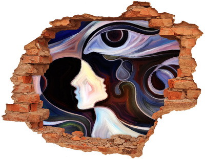 Fali matrica lyuk a falban Arcok a színek káoszában