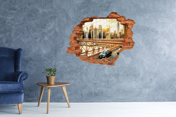 Fali matrica lyuk a falban Brooklyn híd naplementekor