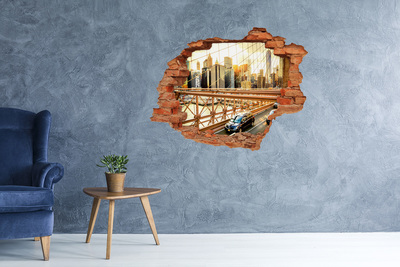 Fali matrica lyuk a falban Brooklyn híd naplementekor