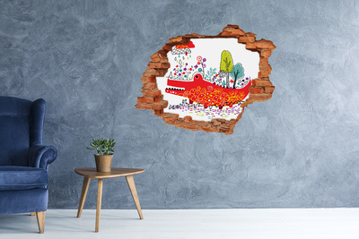 Fali matrica lyuk a falban Krokodil színes tájban