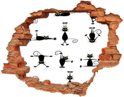 Fali matrica lyuk a falban Fekete macskák fehér alapon