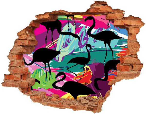 3d-s lyukat fali matrica Flamingók egy trópusi tengerparton