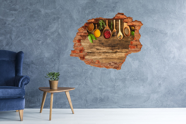 3d-s lyukat fali matrica Konyhai fűszerek egy fa pulton