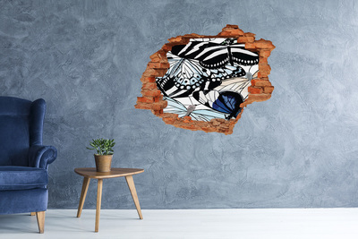 3d-s lyukat fali matrica Pillangók színes kompozícióban