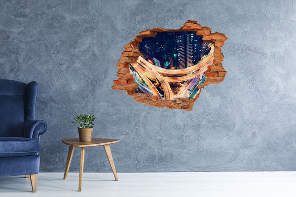 3d-s lyukat fali matrica Kilátás a városra éjszaka