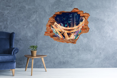 3d-s lyukat fali matrica Kilátás a városra éjszaka