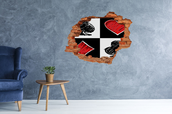 3d-s lyukat fali matrica Törött fal piros díszítéssel