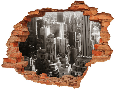 3d-s lyukat fali matrica Kilátás a városra egy lyukból a falon