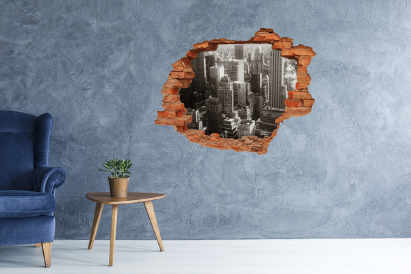 3d-s lyukat fali matrica Kilátás a városra egy lyukból a falon