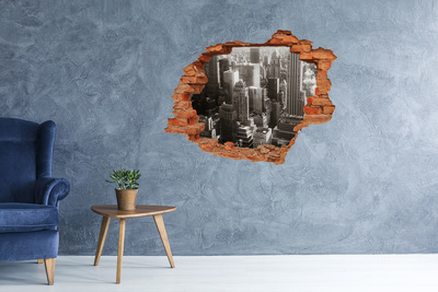 3d-s lyukat fali matrica Kilátás a városra egy lyukból a falon