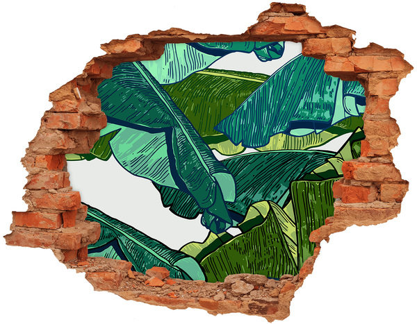 3d-s lyukat fali matrica Trópusi kert banánlevelekkel