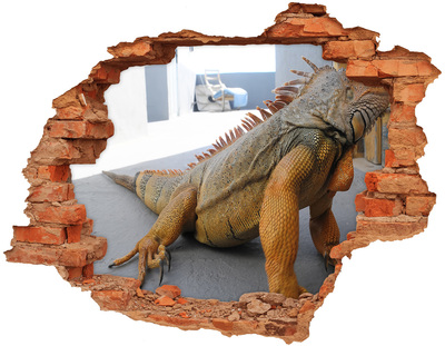 3d-s lyukat fali matrica Iguana egy sérült falban