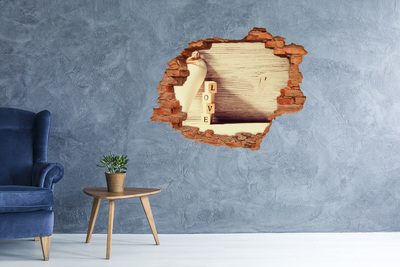 3d lyuk fal dekoráció Szerelem egy romos falban