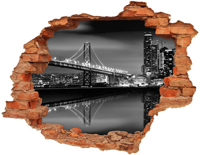 3d lyuk fal dekoráció Golden Gate híd éjszaka