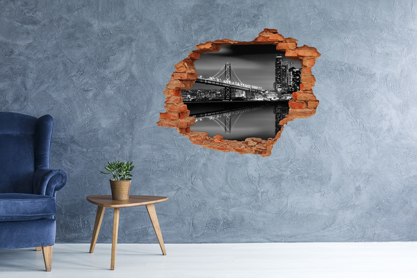 3d lyuk fal dekoráció Golden Gate híd éjszaka