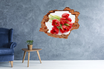 3d lyuk fal dekoráció Tulipánok egy törött falban
