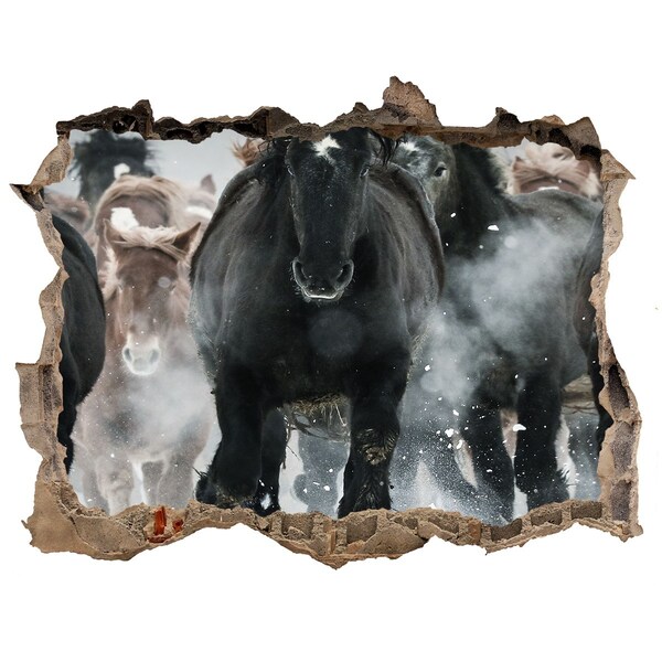 Fali matrica lyuk a falban Lovak vágtatnak át a falon