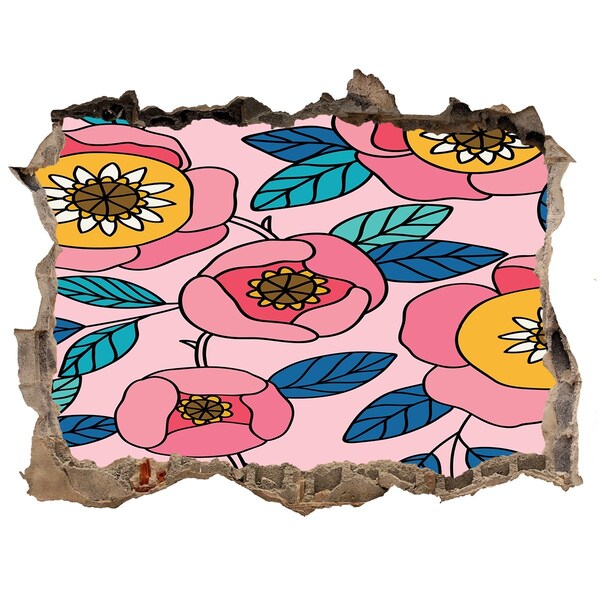 Fali matrica lyuk a falban Lyuk a falon virágos falfestmény