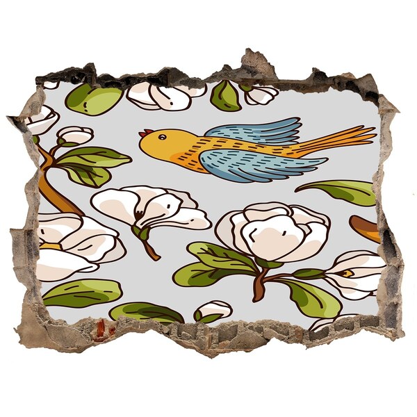 Fali matrica lyuk a falban Virágparadicsom madárral