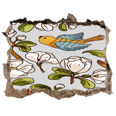 Fali matrica lyuk a falban Virágparadicsom madárral