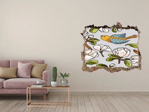 Fali matrica lyuk a falban Virágparadicsom madárral