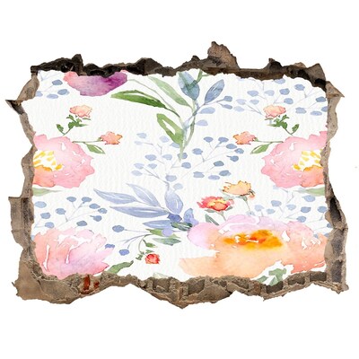 Fali matrica lyuk a falban Virágos falfestmény egy sérült falon