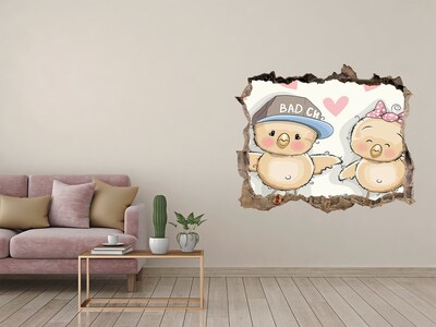 Fali matrica lyuk a falban Aranyos madarak gördeszkán