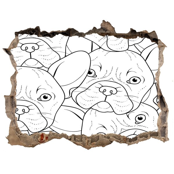 Fali matrica lyuk a falban Francia kutyák egy lyukban a falban