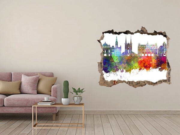 Fali matrica lyuk a falban Gdańsk a szivárvány színeiben