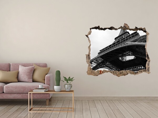 Fali matrica lyuk a falban Az Eiffel-torony monokróm környezetben