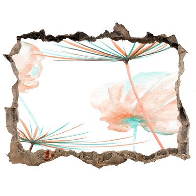 Fali matrica lyuk a falban Virágos tájkép egy lyukon keresztül a falon