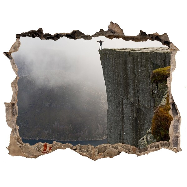 Fali matrica lyuk a falban Kilátás a fjord feletti szikláról