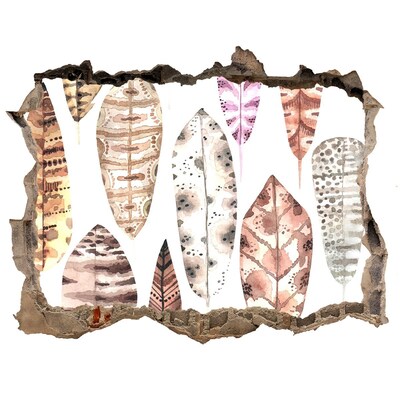 Fali matrica lyuk a falban Színes levelek egy lyukban a falban