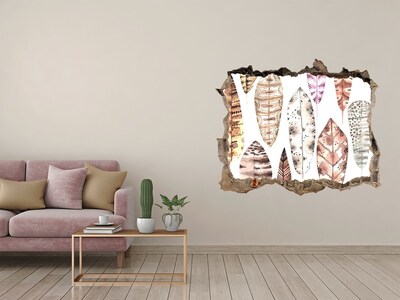 Fali matrica lyuk a falban Színes levelek egy lyukban a falban