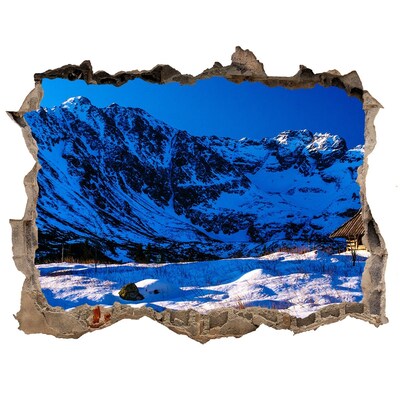 Fali matrica lyuk a falban Téli házikó a hegyekben