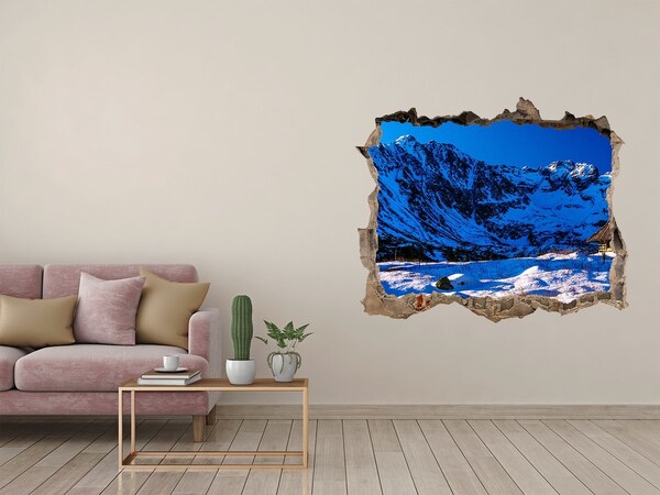 Fali matrica lyuk a falban Téli házikó a hegyekben