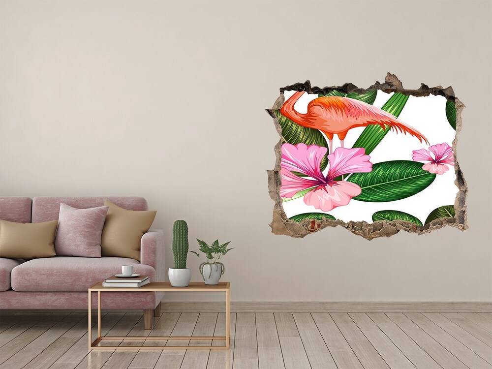 Fali matrica lyuk a falban Flamingók és növények