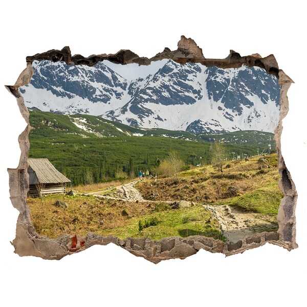 Fali matrica lyuk a falban Hegyi táj egy faluval