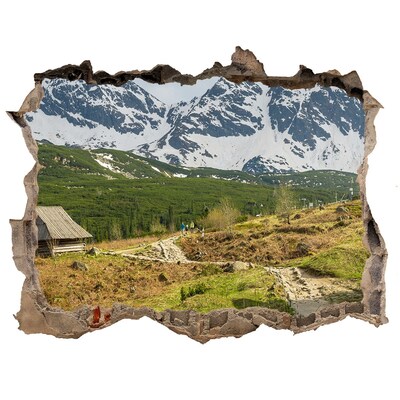 Fali matrica lyuk a falban Hegyi táj egy faluval