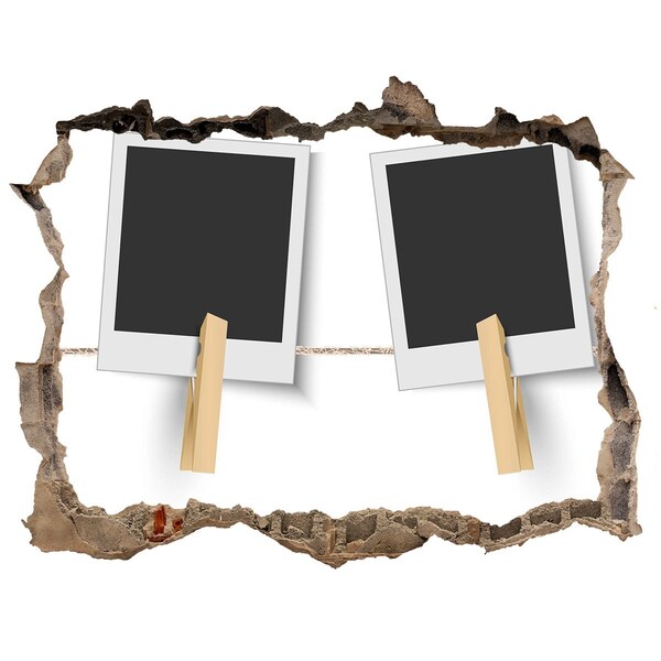 Fali matrica lyuk a falban Egy sérült fal képkeretekkel