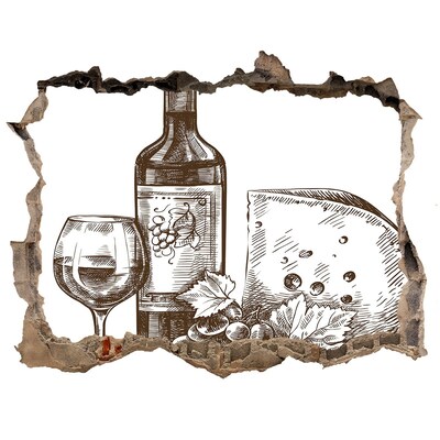 Fali matrica lyuk a falban Bor és sajt egy sérült fal hátterében