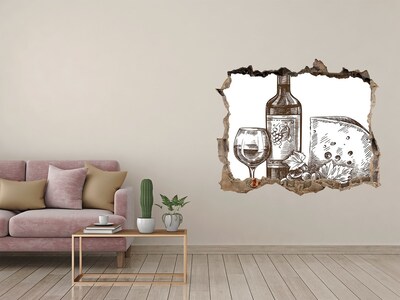 Fali matrica lyuk a falban Bor és sajt egy sérült fal hátterében