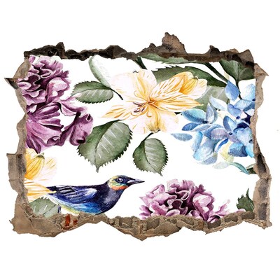 Fali matrica lyuk a falban Virágparadicsom madárral