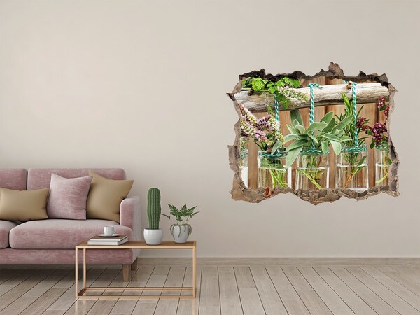 Fali matrica lyuk a falban Gyógynövénykert üvegekben